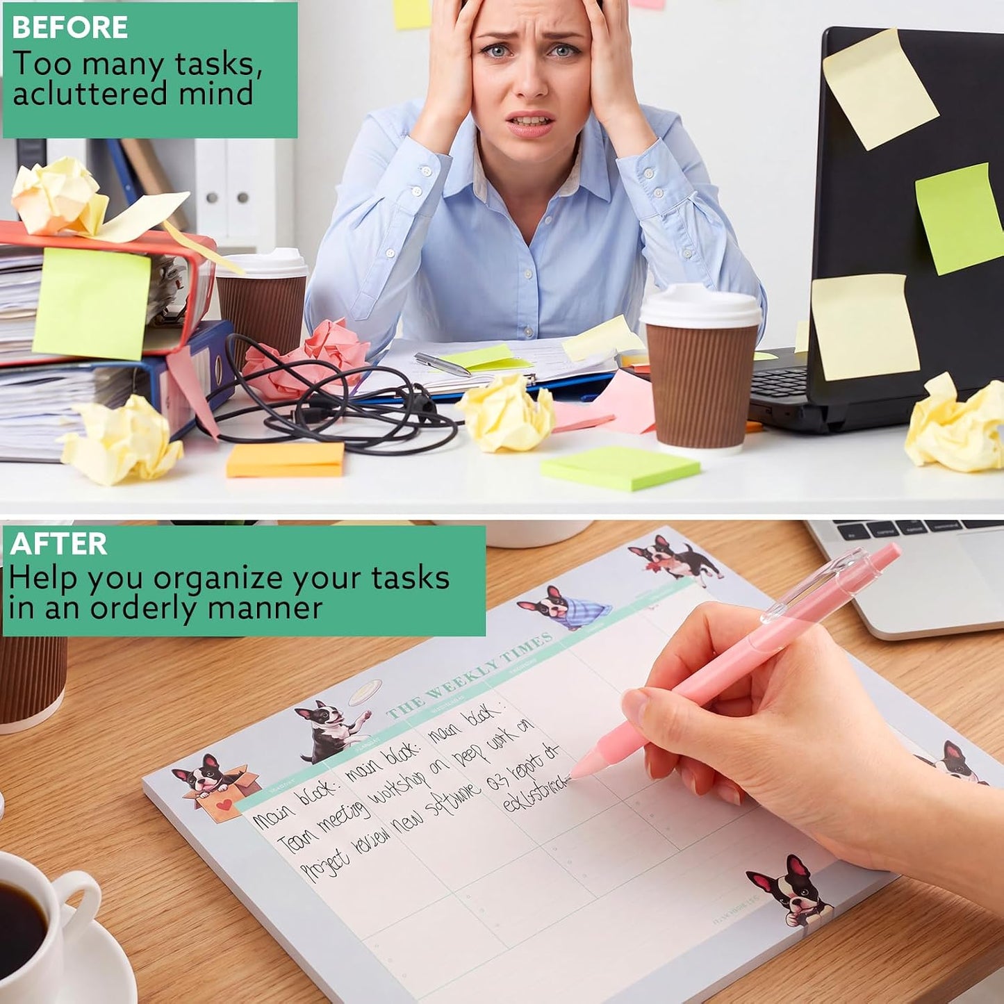 60 Sheets Weekly Pad, Tear Off Weekly Planner Notepad with Daily Schedule Weekly to Do List Notepad（7x10” ）