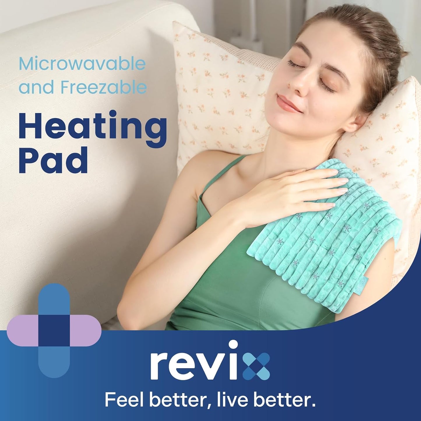 REVIX 6 * 12" Moist Heating Pad Microwavable, Reusable Microwave Heating Pads for Joints, Weighted Heat Packs with Flaxseeds for Shoulders, Neck, Back, Unscented