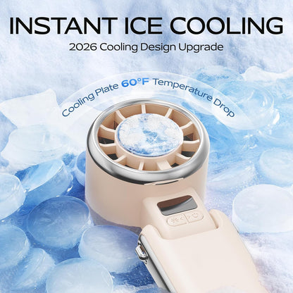 SHEWIND Portable Handheld Fan with Ice Cooling-5 Gear High Speed Turbo Personal Fan Rechargeable,Up to 11 Hrs,Mini Fan Handheld,Europe Travel Essentials Accessories, Beach Vacation, Gifts for Women