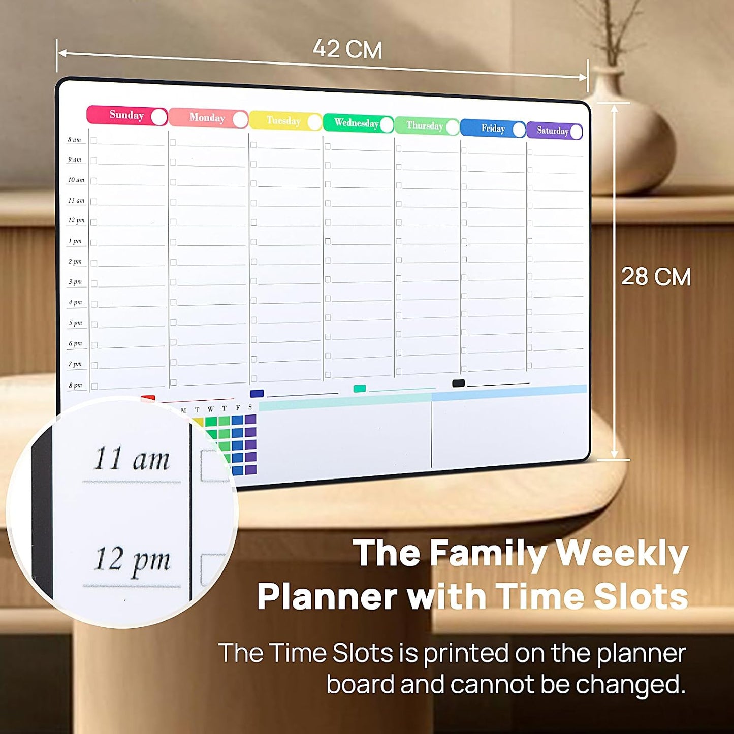POPRUN Magnetic Fridge Calendar, 16.9"x11" Weekly Schedule Whiteboard, Dry Erase Board for Family Planning & Organization, Ideal for Home, School, Office