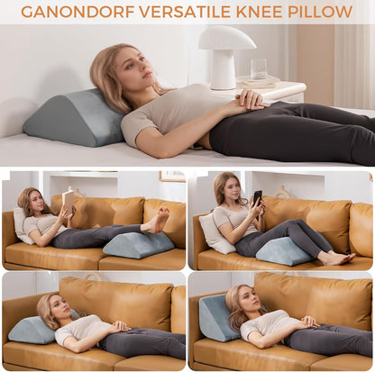 Knee Wedge Pillow for Post-Surgery Recovery-Leg Elevation Support for Sleep Position, Alleviating Lower Back & Hip Pain Enhancing Circulation in Ankles Legs Triangle Pillow with Removable Cover