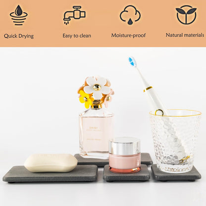 NiuYichee Set of 4 Water Absorbent Diatomite Coasters, Dish Soap Stone Tray