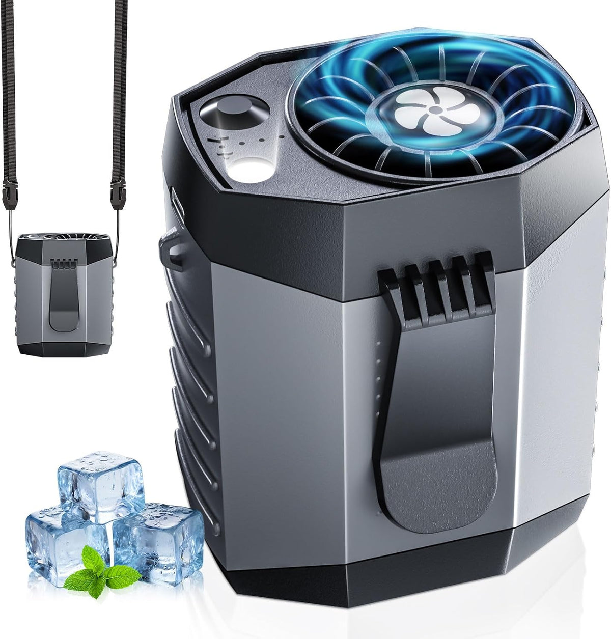 JKBOOM Portable Waist Fan, 9200RPM High Speed Wearable Fan, Mini Rechargeable Personal Fan for Jobsite & Outdoor, 25H Runtime, 25dB Quiet, Belt Fan with LED Flashlight for Men, Black