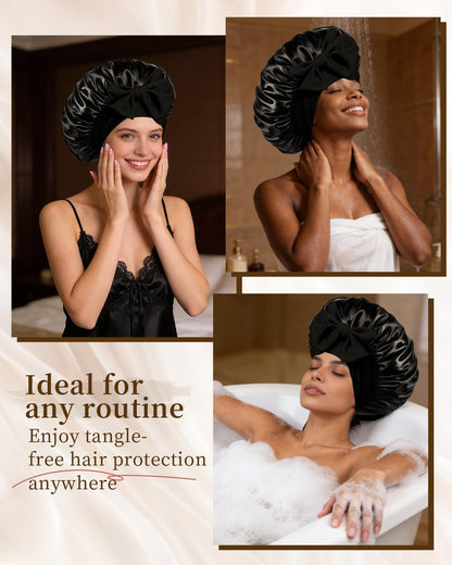 Silk Bonnet for Women, Satin Bonnet for Sleeping, Large Sleep Cap with Elastic Tie Band for Curly Hair