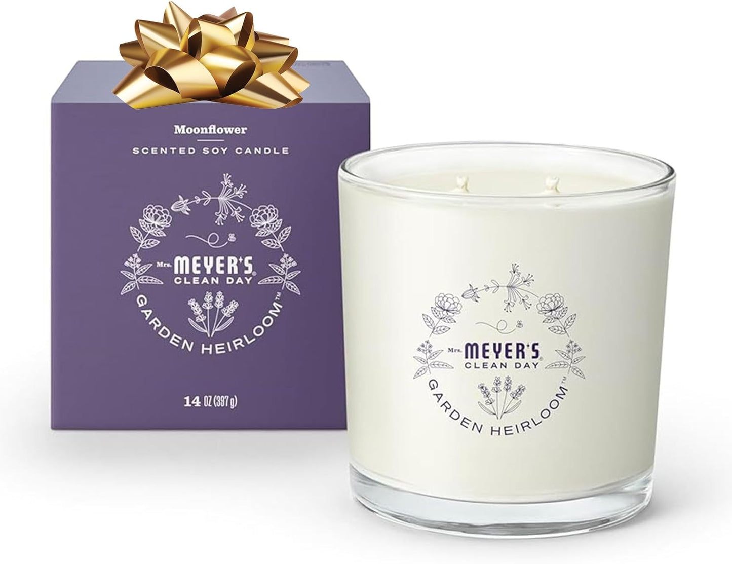 MRS. MEYER'S CLEAN DAY Lavender Soy Candle, Garden-Inspired Aromatherapy Homekeeping, 35 Hour Burn Time, Made with Essential Oils, 7.2 oz Large Glass Jar Candles (Pack of 2)