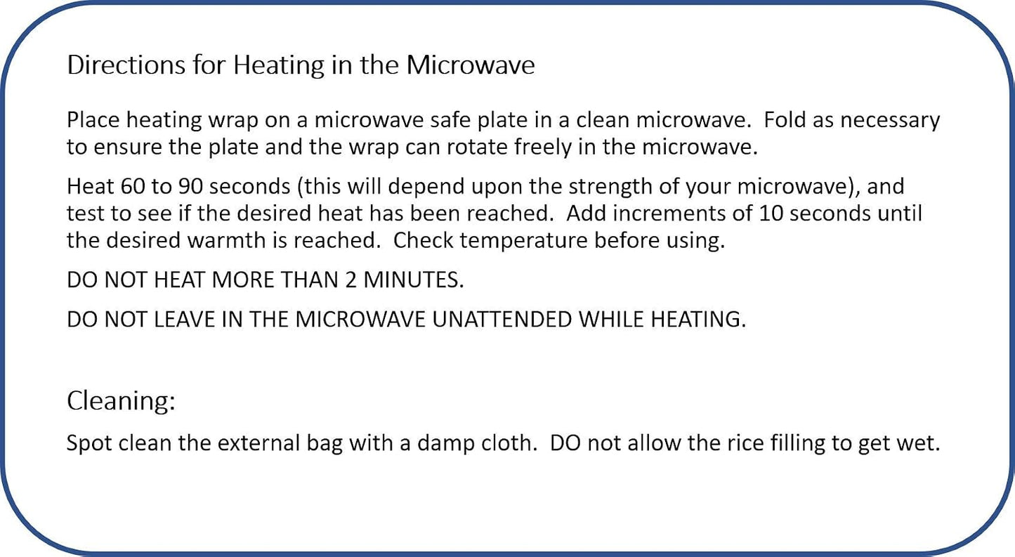 Microwavable Heating Pad, Rice Filled, Plush Cotton Cover, Natural, No Scents Added, Handcrafted in the USA, Back, Neck Pain, Arthritis, Cramps (Navy Blue)