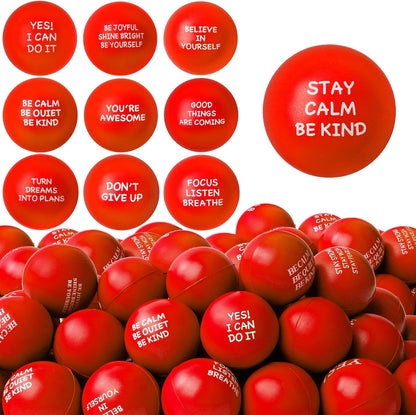 SHQDD 100PCS Motivational Stress Balls for Adults and Kids - Stress Balls Bulk Soft Sponge Squeeze Toys with Inspirational Quotes | Office Classroom Stress Relief Gifts | Anxiety Relief Fidget Toys