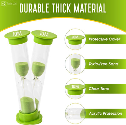 Sand Timer for Kids Set of 3 Small Colorful Hourglass Acrylic Covered Clock 1Min 2Min 5Min for Classroom, Home & Kids Room