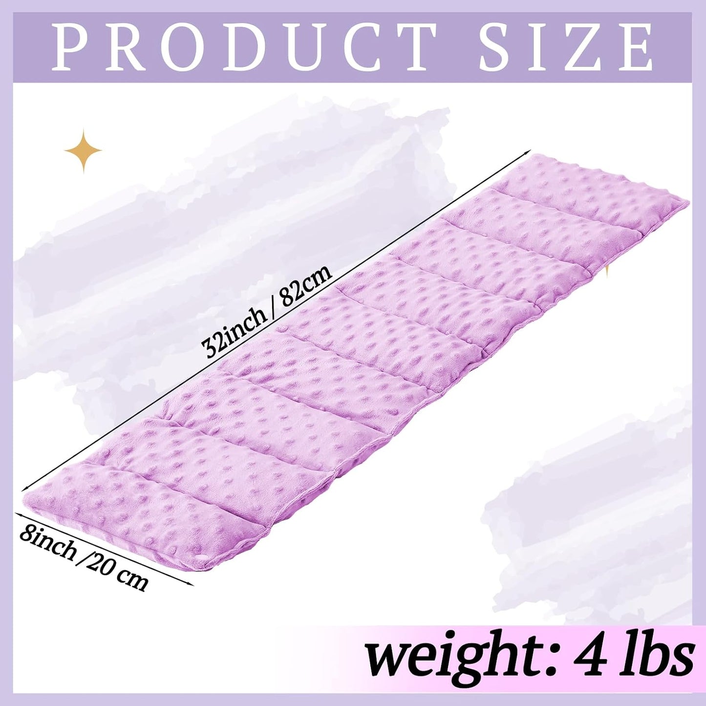 SmoothNovelty 4 lb Sensory Weighted Neck Wrap 32 x 8 Inch Shoulder Wrap Weighted Neck Shoulder Pad Glass Bead Filled Dual Texture for Adults Relaxation(Purple)