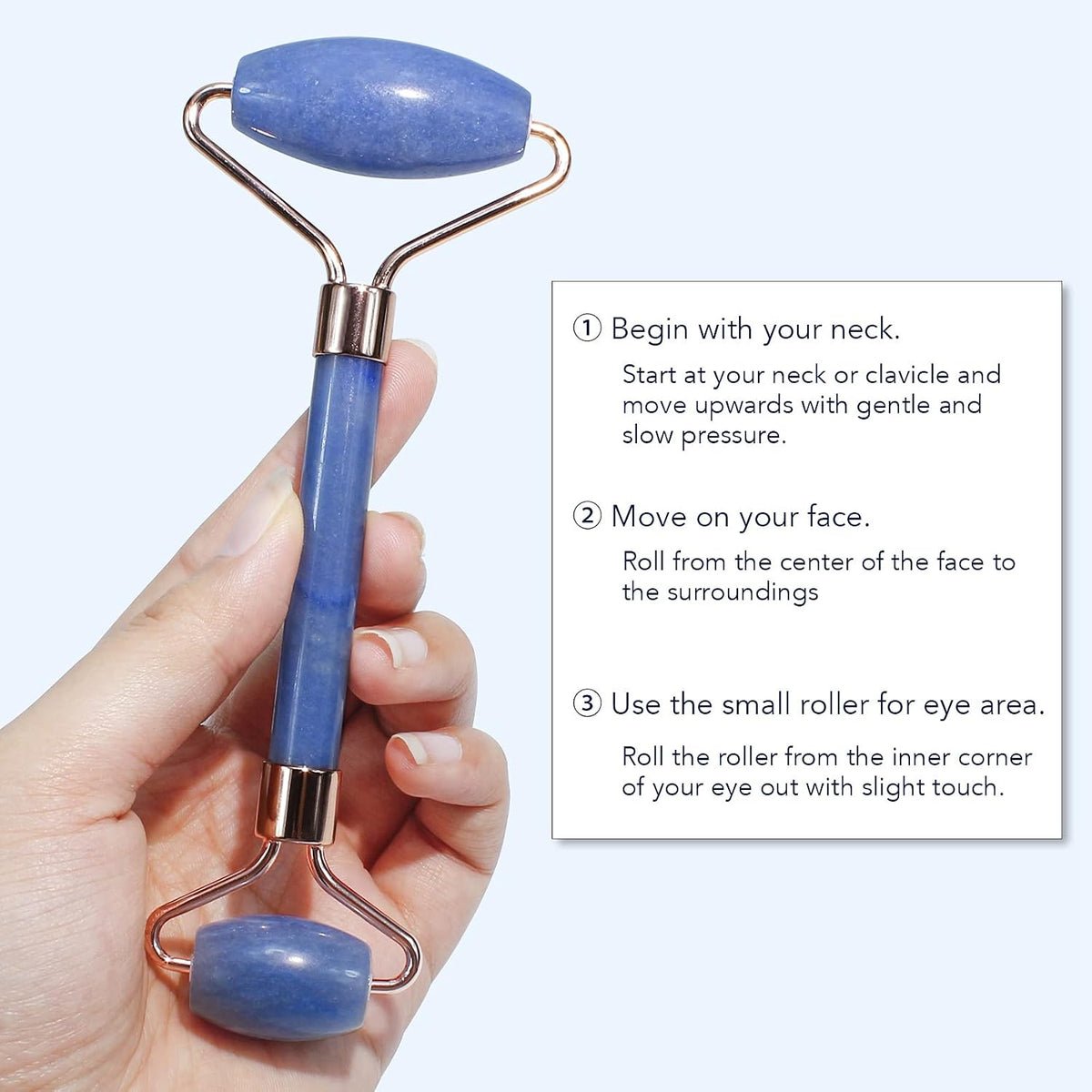 BAIMEI IcyMe Rose Quartz Roller & Gua Sha Facial Tool Set for Depuffing