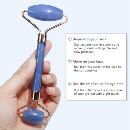 BAIMEI IcyMe Rose Quartz Roller & Gua Sha Facial Tool Set for Depuffing
