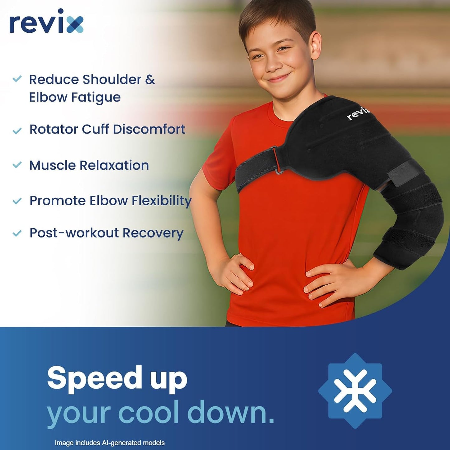 REVIX Arm Ice Pack Wrap for Pitchers – Shoulder and Elbow Ice Pack Reusable Cold Therapy Wrap for Baseball Pitcher Arm Recovery, Adjustable Compression Sleeve for Athelete Post-Workout Muscle Relief