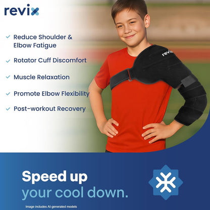 REVIX Arm Ice Pack Wrap for Pitchers – Shoulder and Elbow Ice Pack Reusable Cold Therapy Wrap for Baseball Pitcher Arm Recovery, Adjustable Compression Sleeve for Athelete Post-Workout Muscle Relief