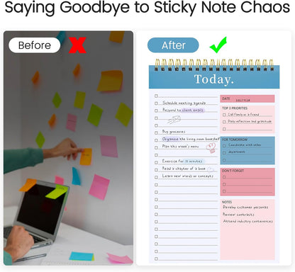 To Do List Notepad - To Do List Notebook for Work with 52 Sheets, Undated Daily Planner Perfect for Enhanced Productivity and Goal Achievement - Green