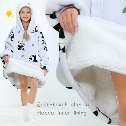 Kipswiza Wearable Blanket Hoodie Gifts for Women and Men, Oversized Cozy Warm Flannel Sherpa Hooded Blankets Sweatshirt with Giant Pockets for Adult and Teens, Dark Gray