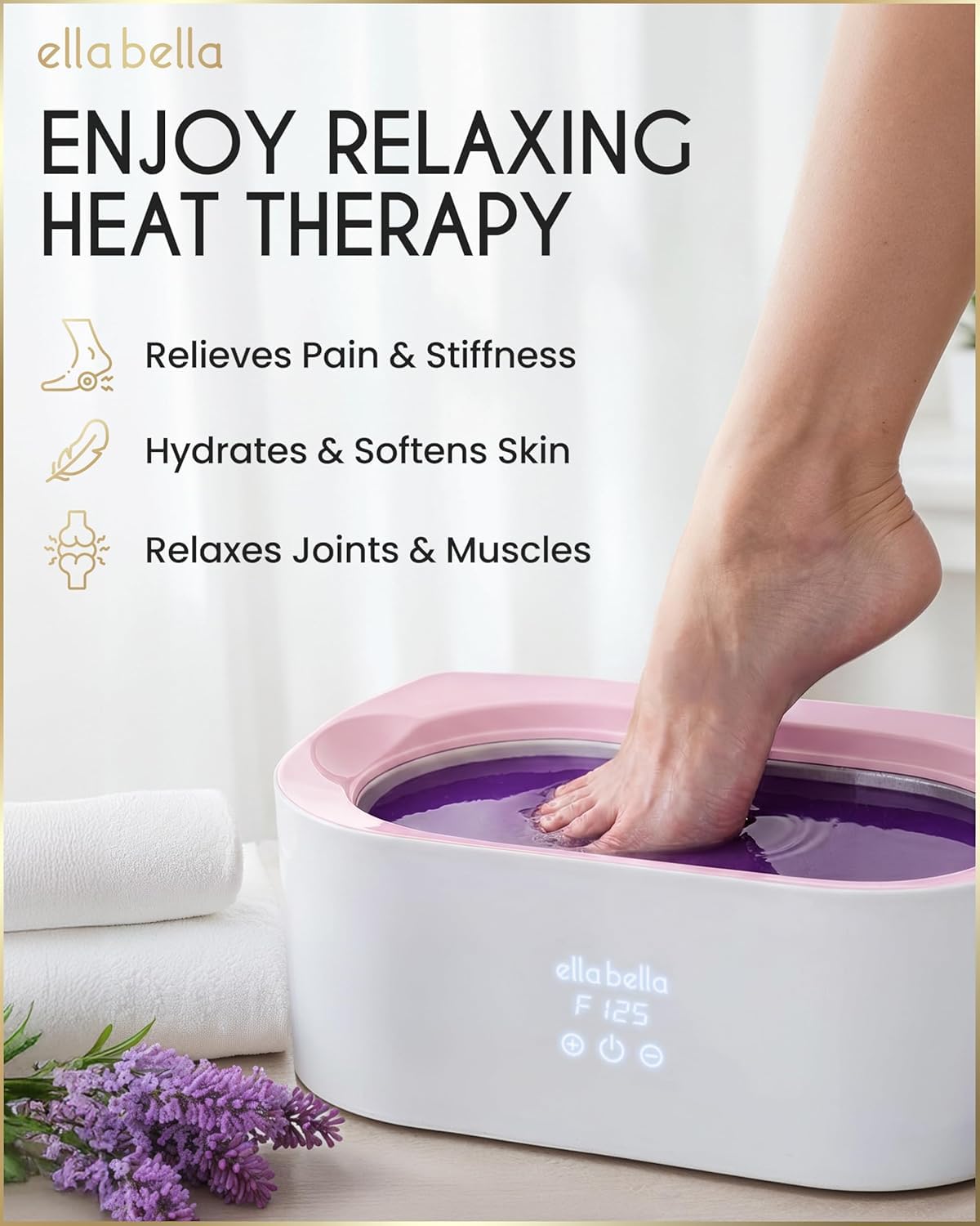 ELLA BELLA® Paraffin Wax Machine for Hand and Feet • Parafin Wax Warmer • Everything in One Kit – Paraffin Wax Refills, Mitts & Booties • Soothing Relief with Parrafin Wax • At Home Spa Experience