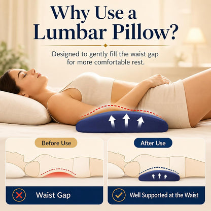 Lumbar Support Pillow for Bed Relief Back Pain: Lower Back Pillow for Sleeping - Memory Foam Waist Pillow - Back Wedge Bolster Pillow for Side, Back&Stomach Sleepers - Bed Rest Pillow for Car, Sofa