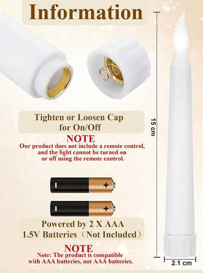 Treela 24 Pcs Flameless Taper Candles Battery Operated Bulk Fake Candles Light LED Candle Sticks Flickering Tapered for Easter Wedding Anniversary Decoration(Basic,11 Inch,Ivory)