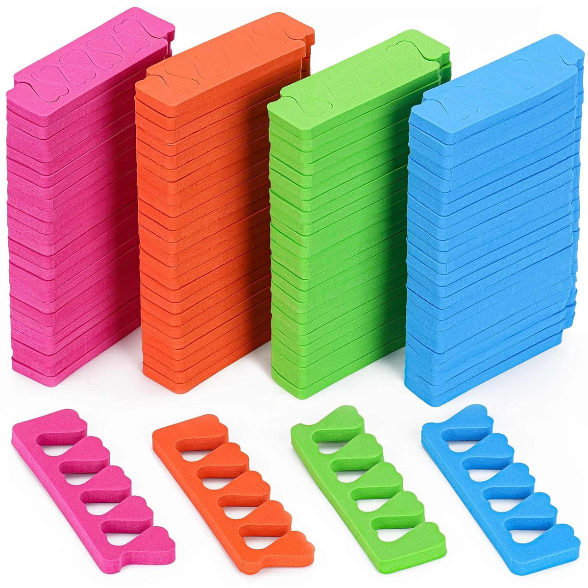 48pcs Sponge Toe Separators Pedicure Set for Nail Polish- Premium Nail Art Painting and Polishing Tool Kit, 4 Funy Color