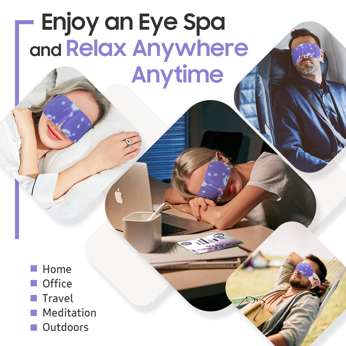 BeHoomi 30Packs Steam Eye Mask, Heated Eye Mask Warm Compress for Eyes, Self Heating Warm Eye Masks Disposable Steam Mask for Home Sleep, Spa, Travel Essentials & Relaxation Gifts (Chamomile)