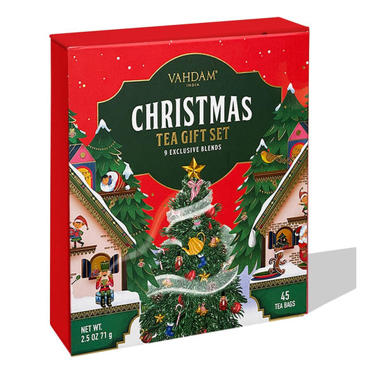 VAHDAM, Limited Edition Christmas Tea Gift Set | 45 Tea Bags, 9 Flavors - Holiday Gift Box | Christmas Presents For Women, Men & Adults, Christmas Gift Set