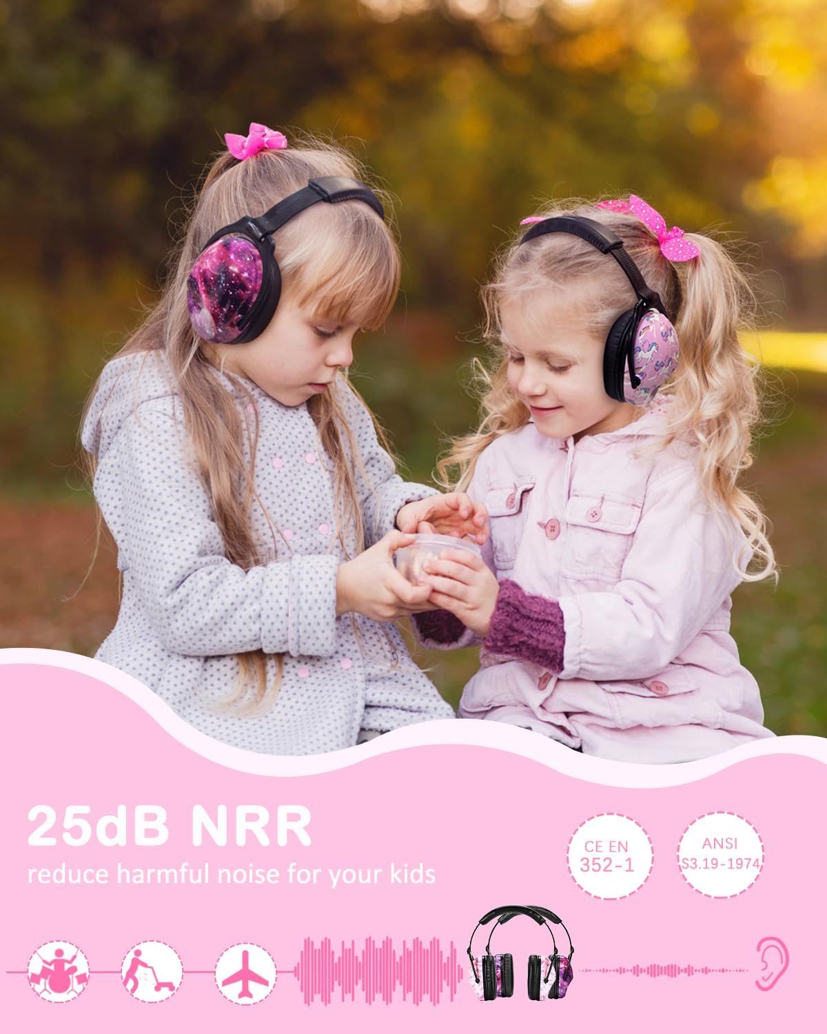 ZOHAN EM030 Kids Ear Protection, Noise Cancelling Headphones Ear Muffs for Autism Sensory, Safety Noise Reduction Hearing Protection for Monster Truck/Concerts/Fireworks/Air Shows