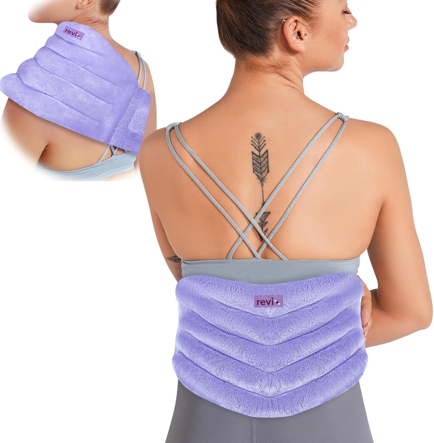 REVIX Microwavable Heating Pad for Back, Extra Large Microwave Heating Wrap for Waist, Stomach, and Shoulders, Moist Heat Therapy for Stress Relief, Adjustable, for Men and Women, Navy