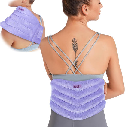 REVIX Microwavable Heating Pad for Back, Extra Large Microwave Heating Wrap for Waist, Stomach, and Shoulders, Moist Heat Therapy for Stress Relief, Adjustable, for Men and Women, Navy