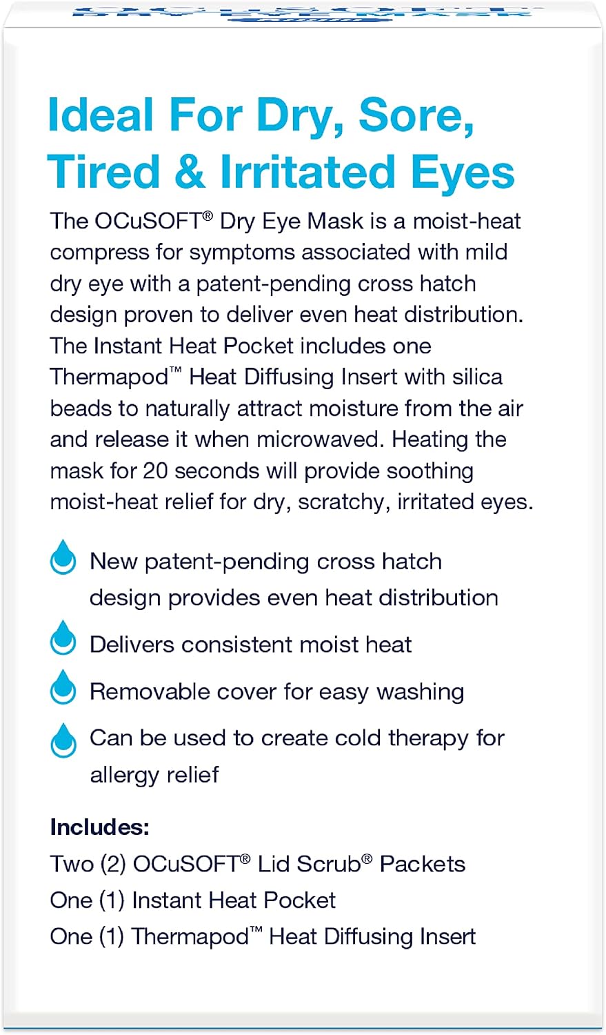 OCuSOFT Dry Eye Mask Premium | Warm or Cold Comfort, Tired Eyes, 1 Instant Heat Pocket, Heat Diffusing Insert