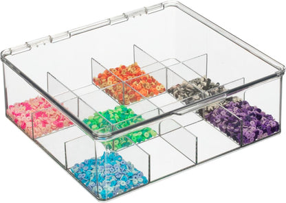 mDesign Tea Bag Single Serve Pouch Divided Box Holder Organizer, Clear
