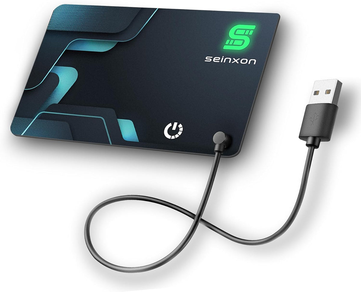 SEINXON Wallet Tracker (iOS Only) IP68 Thin Item Finder Card Luggage Located Bluetooth Works with Apple Find My APP & Network - Magnetic Charger (Slim)