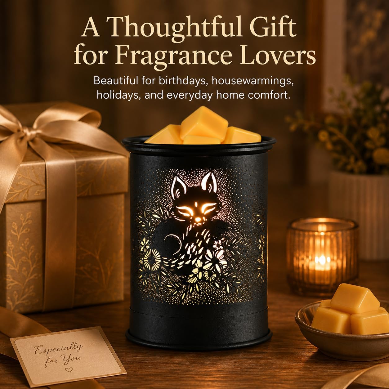 kobodon Wax Melt Warmer Metal Wax Warmer for Scented Wax Electric Fragrance Candle Oil Burner 2 in 1 Wax Melts as Gifts for Moms Grandma Women Girls(Sunflower)