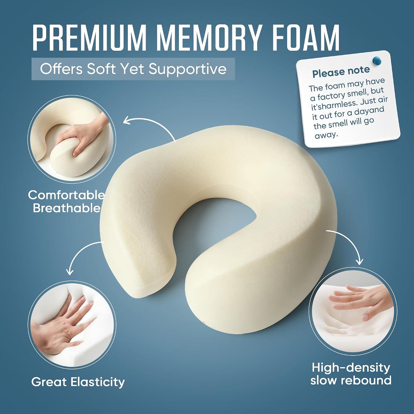 SKYTRAX COMF® Premium Ergonomic Memory Foam Travel Neck Pillow, Washable Cooling Ice Silk Cover, Firm Neck Support for Airplane Long Flights & Pain Relief, with Portable Carry Case (Grey)