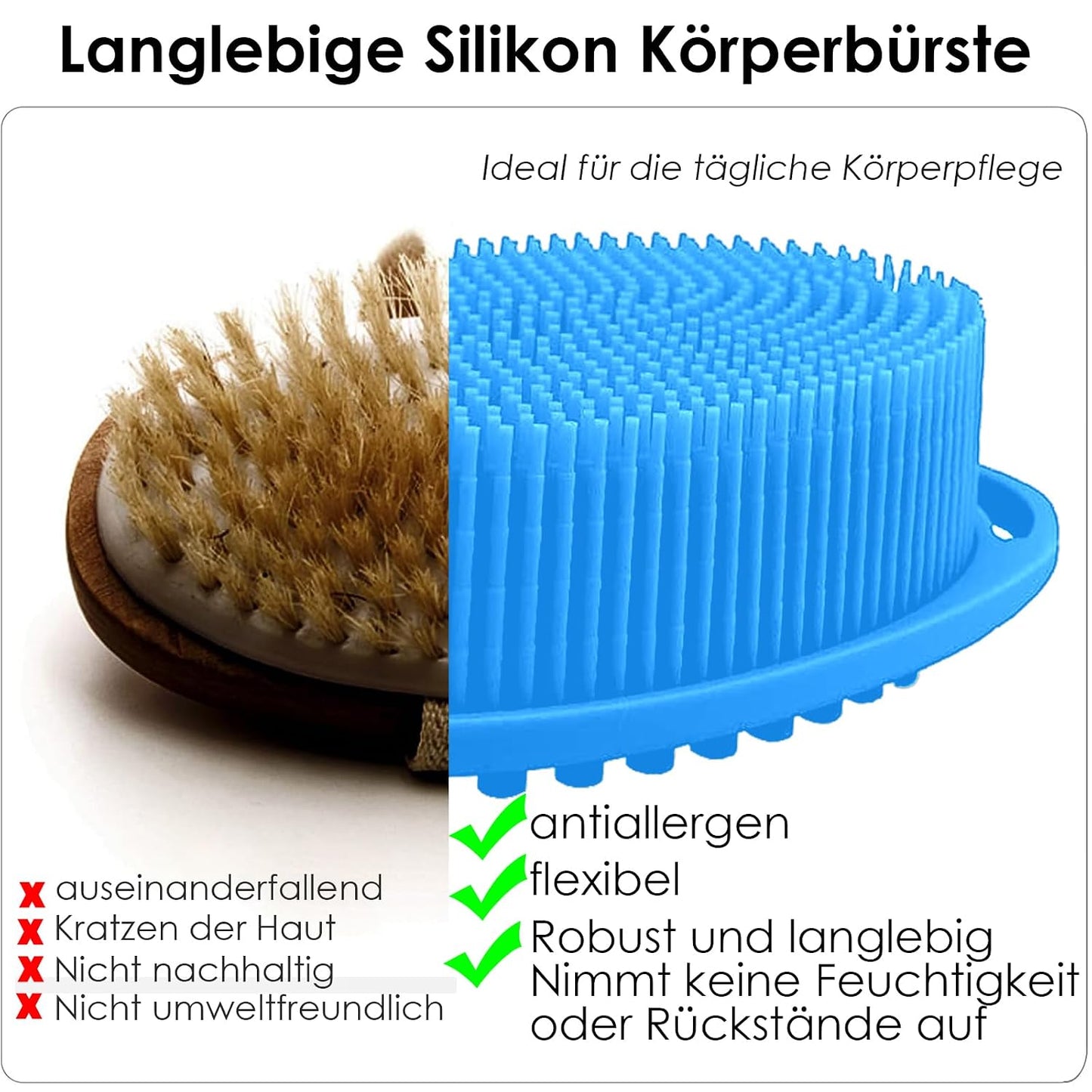 Silicone Body Scrubber – Dual-Sided Silicone Loofah for Shower, Set of 2 Soft Exfoliating Body Bath Shower Scrubber Loofah Brush Easy-to-Clean for Sensitive Kids Women Men All Kinds of Skin