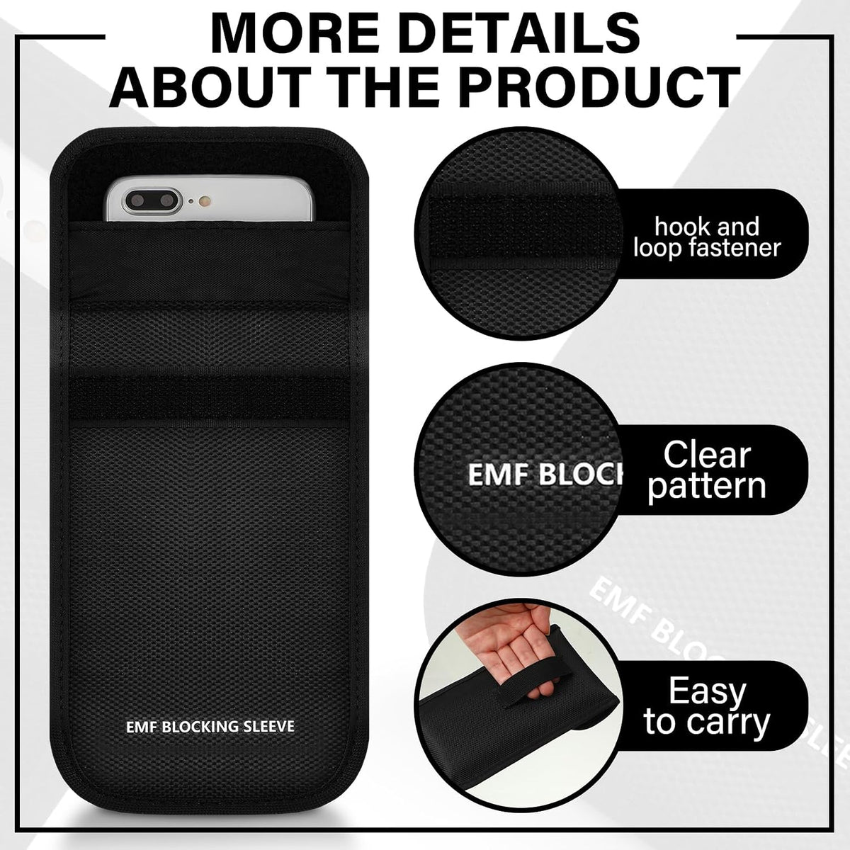 3 Pcs Faraday Bag Signal Blocking Pouch Nylon Sleeve, Black