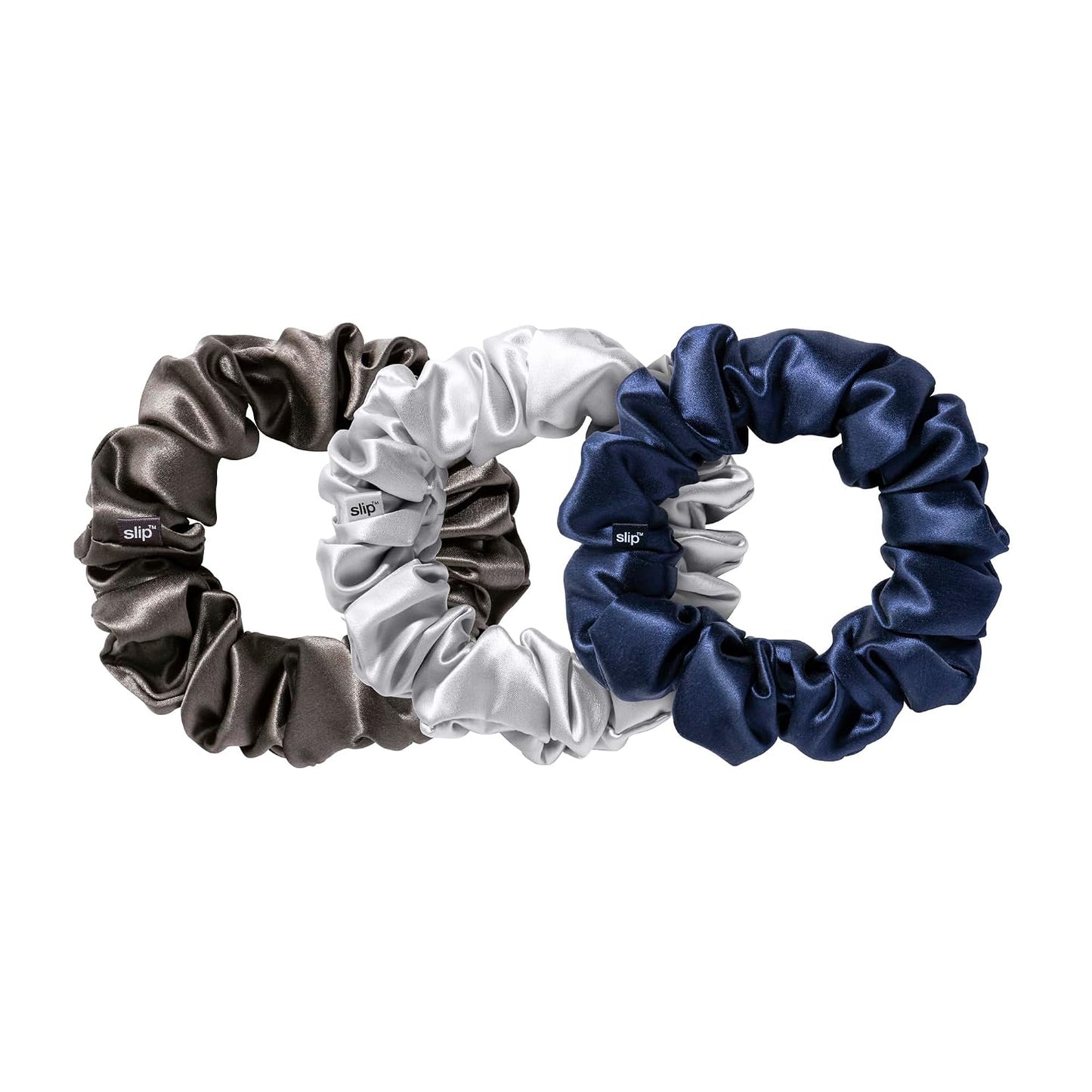 slip Large Scrunchie Multi | Set of 3 Pure Silk Large Scrunchies | Includes 1 Pink, 1 Caramel, 1 Black | 100% Mulberry Silk, Anti-Crease, Gentle on Hair, Reduces Breakage | Stylish & Durable
