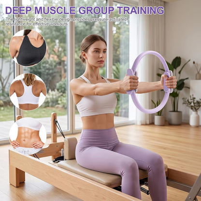 Pilates Ring 15 Inch Magic Circle Ring, Dual Padded Handles Pilates Exercise Circle, Adjustable Yoga Ring