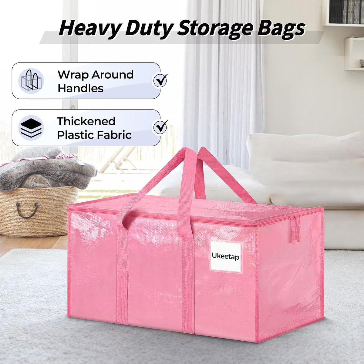 ukeetap Extra Large Clothes Storage Bins with Lids, Clear