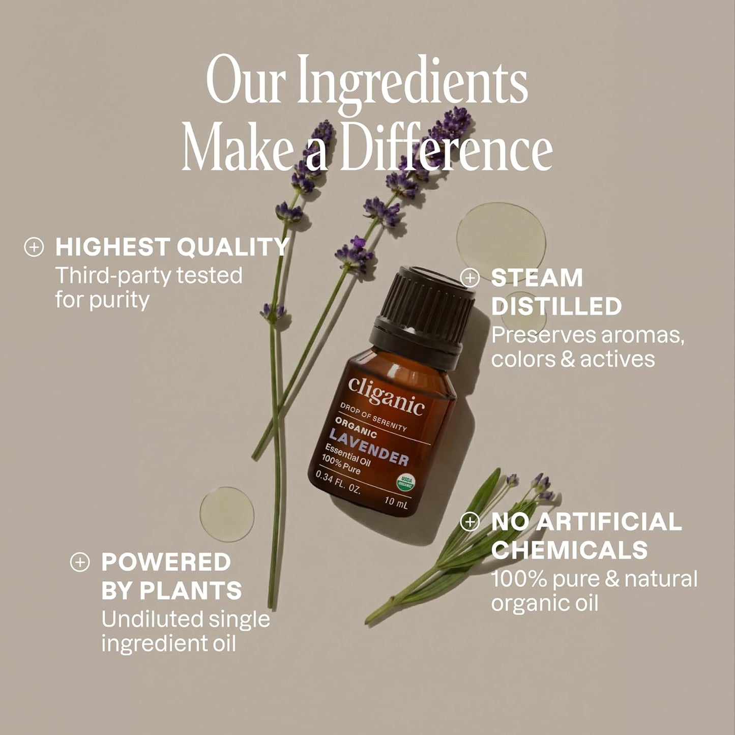 Cliganic Organic Lavender Essential Oil - 100% Pure Natural Undiluted, for Aromatherapy Diffuser | Non-GMO Verified - Colors A