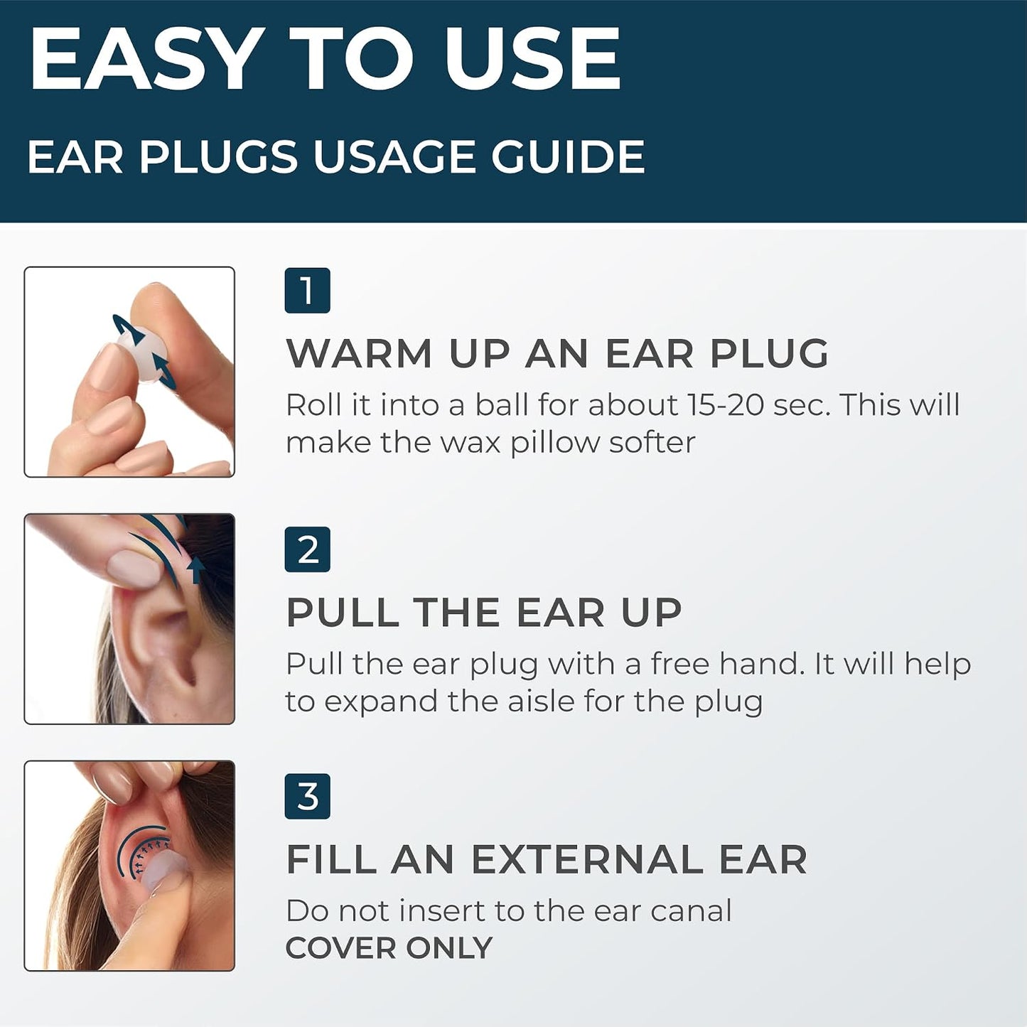 PQ Silicone Gel Ear Plugs for Sleeping and Swimming - 50 Noise Cancelling Earplugs, Ear Protection with Sound Blocking Level 32Db, Soft Wax Pillows (50 Pillows), Color: White