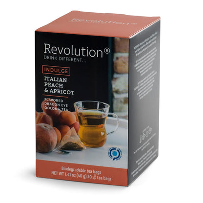 REVOLUTION TEA® Dragon Eye Oolong Tea Bags [THE ORIGINAL] - INDULGE Italian Peach & Apricot Oolong Tea - Premium Dragon Tea Bags - Oolong Black Tea Organic Biodegradable - 20 Bags