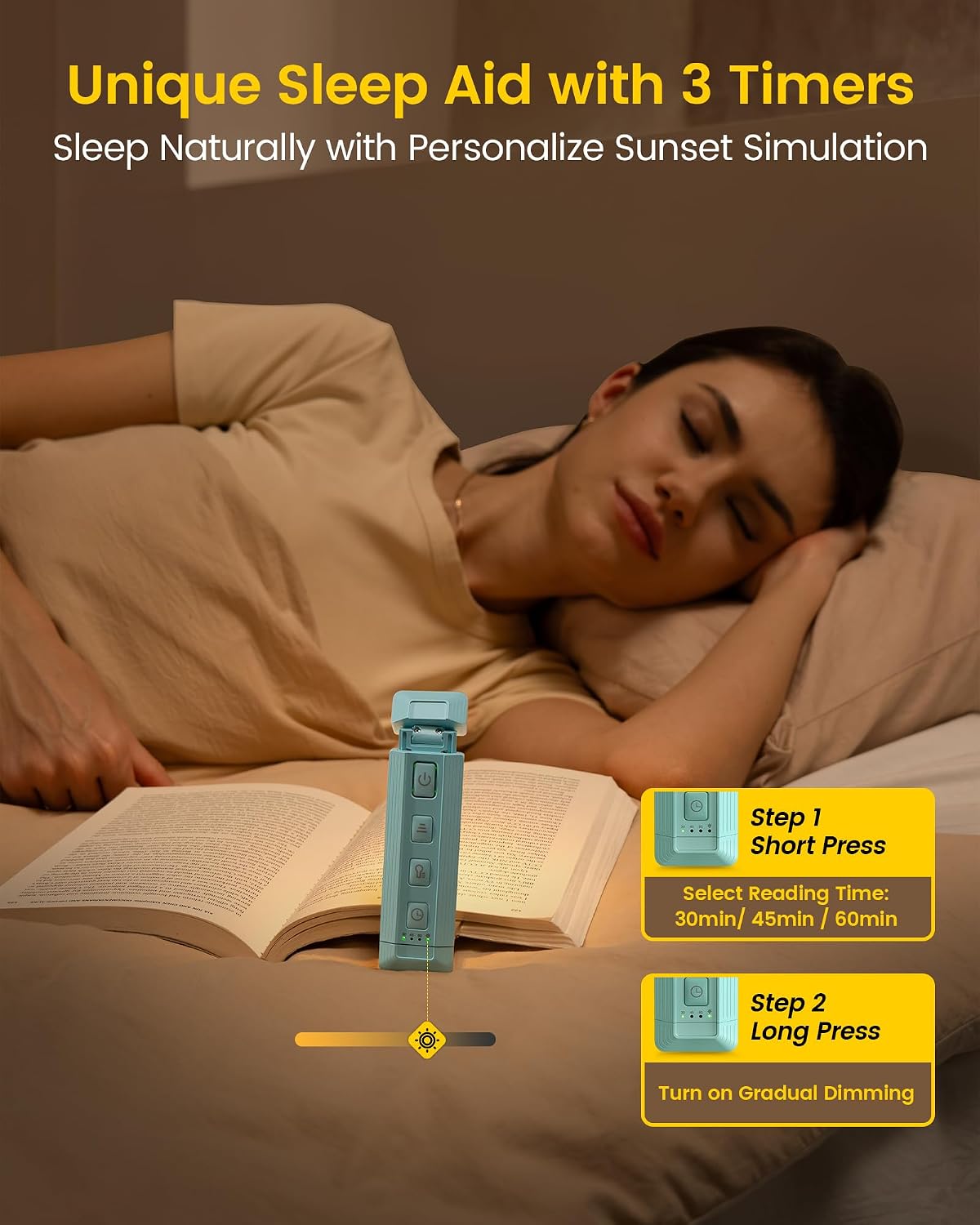Glocusent Extendable Book Light, Full-Page USB Rechargeable Reading Light
