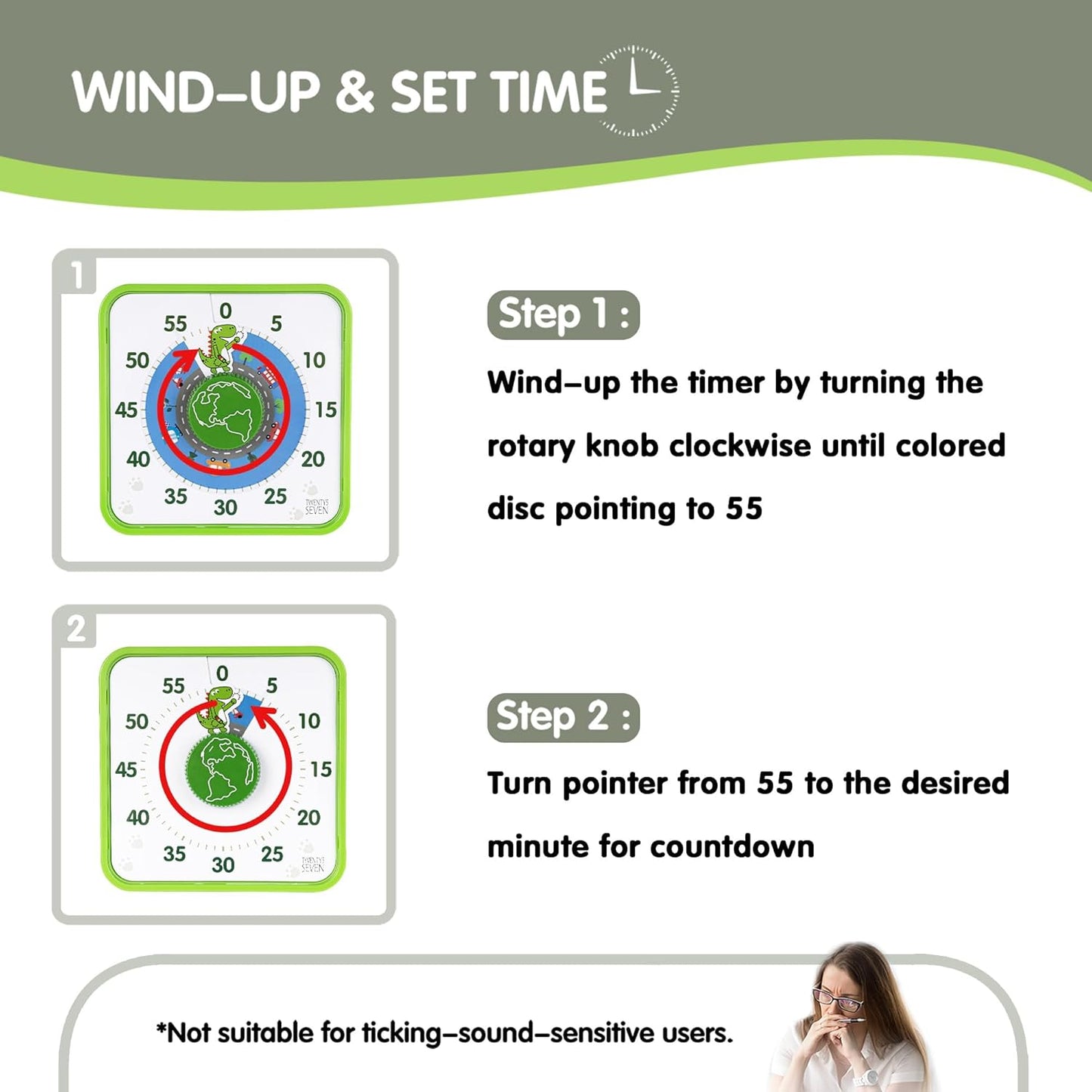 Visual Timer 7.5 inch; 60 Minute 1 Hour Countdown Timer for Kids Classroom Teaching Tool Home Office Meeting, Mechanical Countdown Clock for Exam Time Management Magnetic, Navy Blue with Colorful Disc