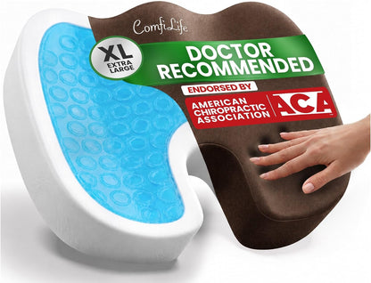 ComfiLife Gel Enhanced Seat Cushion – Office Chair Cushion – Non-Slip Gel & Memory Foam Coccyx Cushion for Tailbone Pain - Desk Chair Car Seat Cushion Driving - Sciatica & Back Pain Relief (Navy)