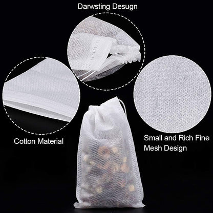 300Pcs Disposable Tea Bags for Loose Leaf Tea, Empty Tea Bags for Loose Tea, 100% Natural Wood Pulp Paper Material, Unbleached Tea Filter Bags with Drawstring