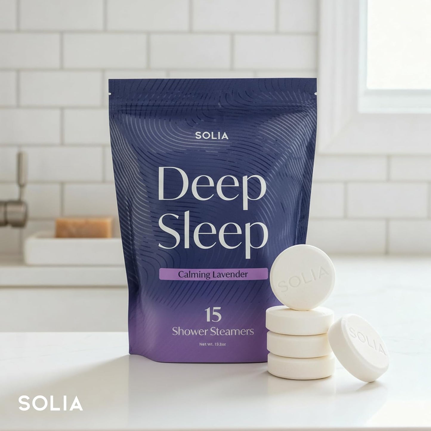 Solia Natural Lavender Shower Steamers - Patent-Pending - Real Essential Oil Lavender Tablets, Spa Steamers Aromatherapy, 7-Pack
