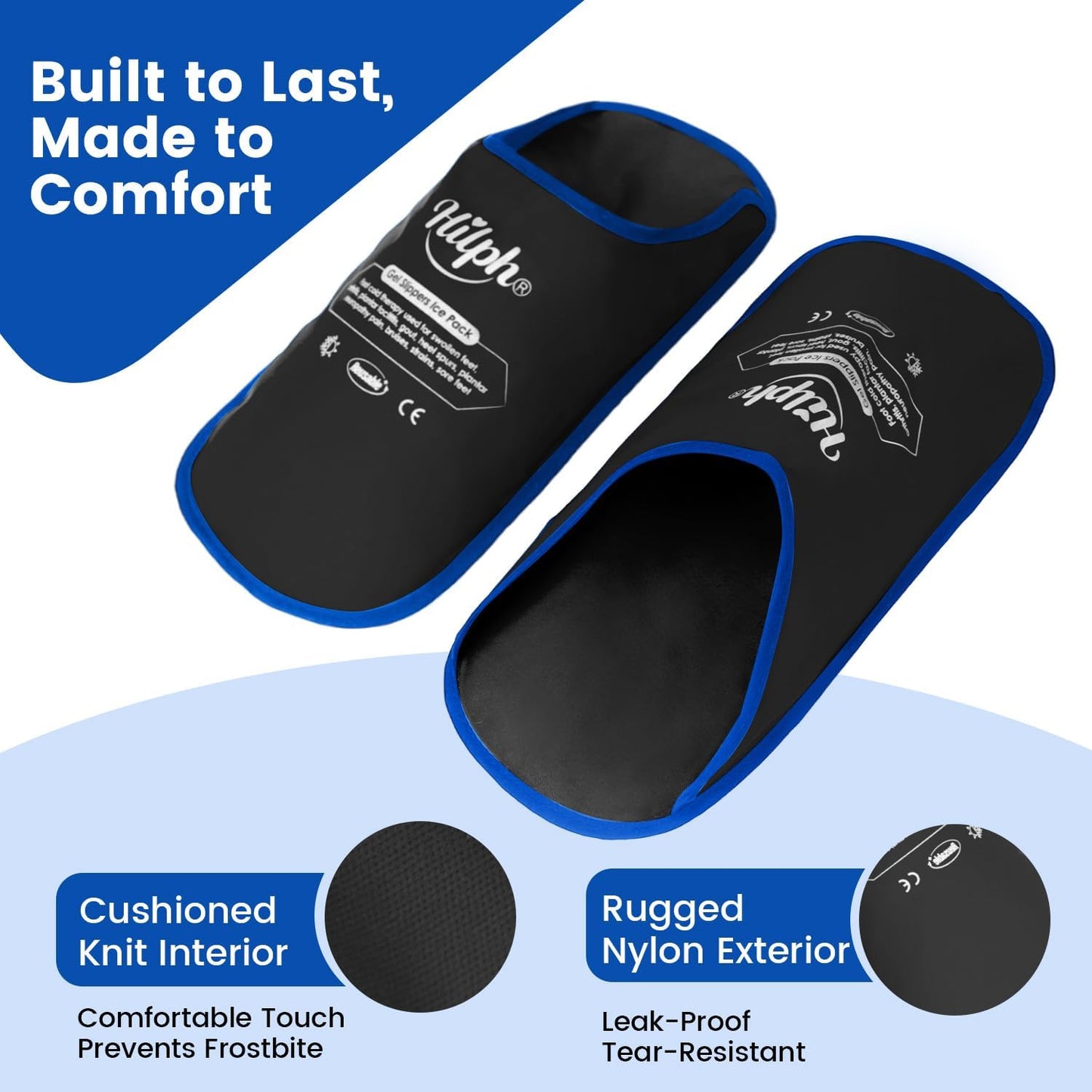 Hilph Foot Ice Pack Slippers,1 Pair Ice Pack for Foot and Toes for Plantar Fasciitis, Gout, Bunions & Neuropathy Relief, HSA or FSA Eligible Hot Cold Therapy Gel Slippers for Surgery Recovery, Blue