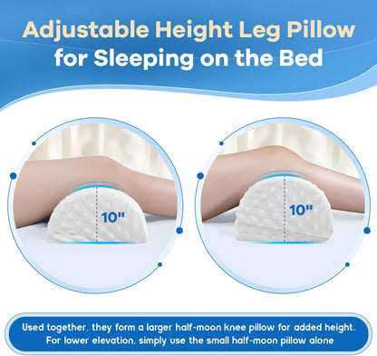 anzhixiu Half Moon Leg Bolster for Back Sleeping- Adjustable Height Under Knee Pillow for Ankles- Pure Memory Foam Leg Pillow for Sleeping on The Bed- Bubble