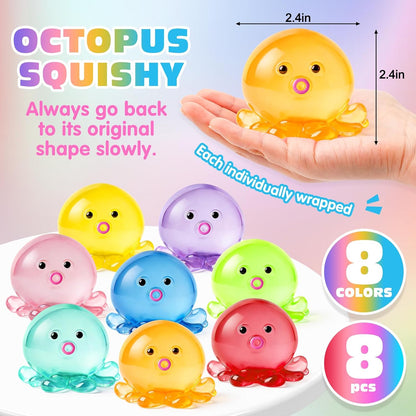 VISCOO 16 Pack Octopus Stress Balls for Kids, Slow Rising Squishy Toys