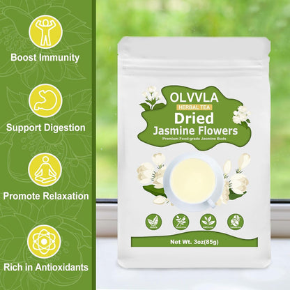 Olvvla - Dried Jasmine Flowers - 3oz/85g - Pure Jasmine Buds Edible Flowers